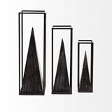 Memphis Black Large Metal Pyramid in a Square Frame - Ornate Home