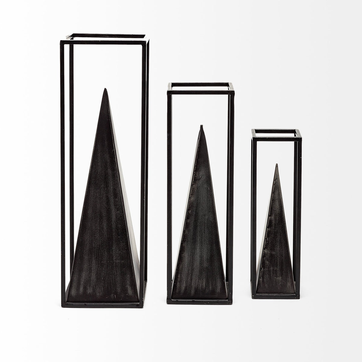 Memphis Black Large Metal Pyramid in a Square Frame - Ornate Home