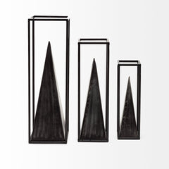 Memphis Black Large Metal Pyramid in a Square Frame - Ornate Home