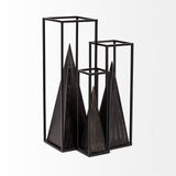Memphis Black Large Metal Pyramid in a Square Frame - Ornate Home