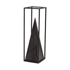 Memphis Black Large Metal Pyramid in a Square Frame - Ornate Home