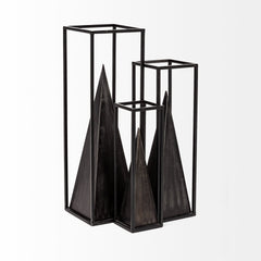 Memphis Black Medium Metal Pyramid in a Square Frame - Ornate Home