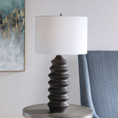 Mendocino Black/Woodtone Modern Table Lamp - Ornate Home