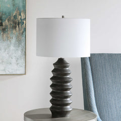 Mendocino Black/Woodtone Modern Table Lamp - Ornate Home