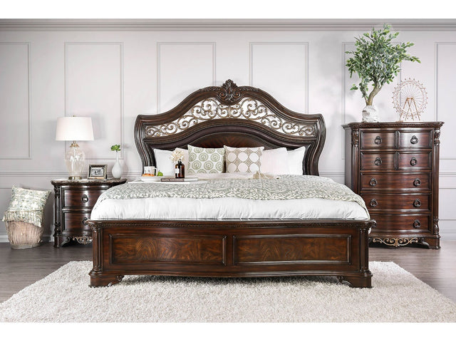 Menodora Brown Cherry 5 Pc. Queen Bedroom Set w/ Chest - Ornate Home