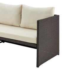 Menton Patio 2-Seater and Lounge Chair with Coffee Table with Cream Cushions - Ornate Home