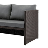 Menton Patio 2-Seater and Lounge Chair with Coffee Table with Grey Cushions - Ornate Home