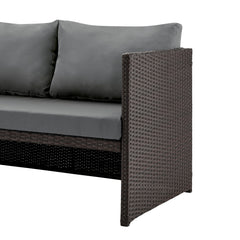 Menton Patio 2-Seater and Lounge Chair with Coffee Table with Grey Cushions - Ornate Home
