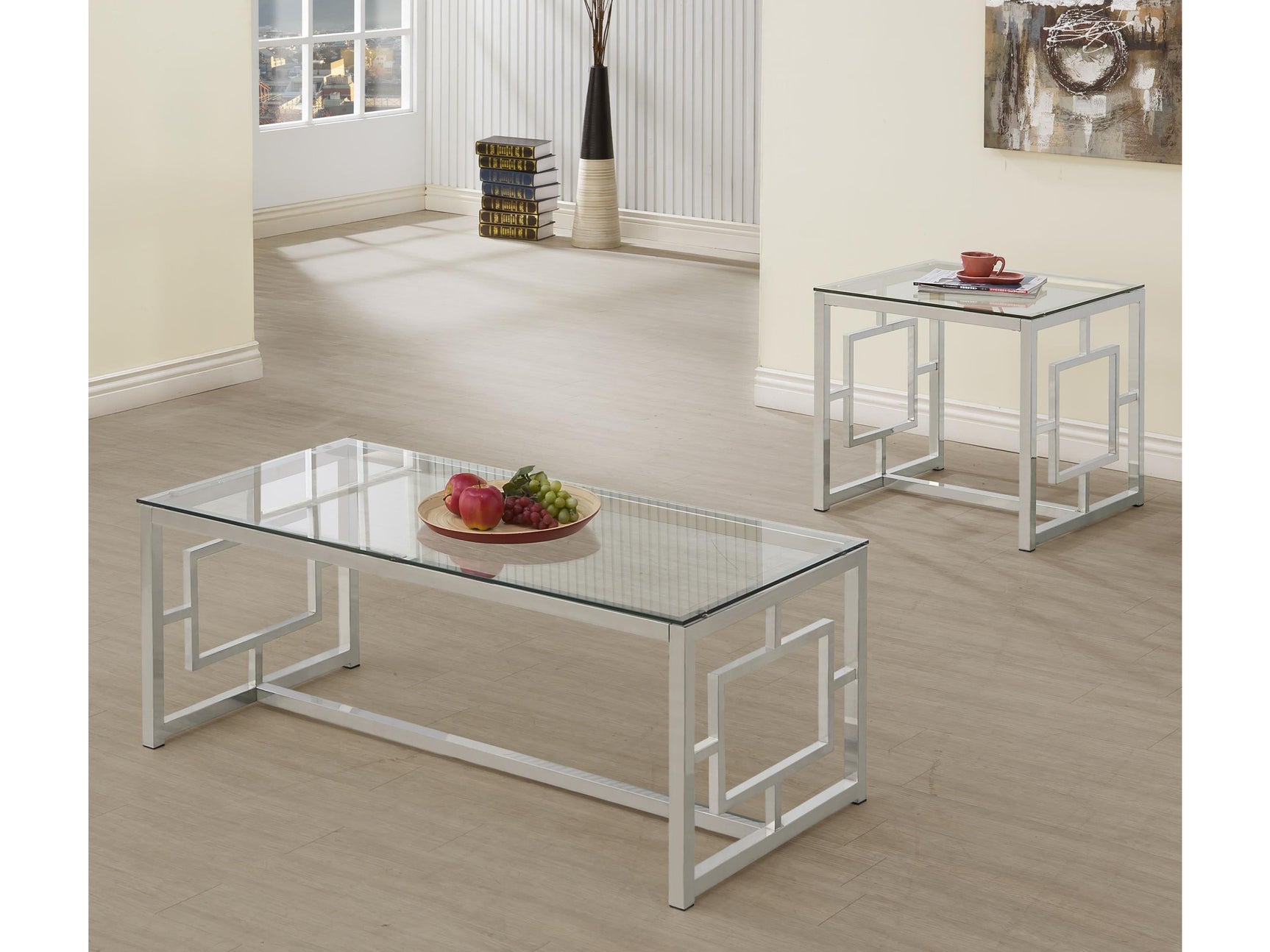 Merced Nickel 2-piece Rectangular Coffee and End Table Set - Ornate Home