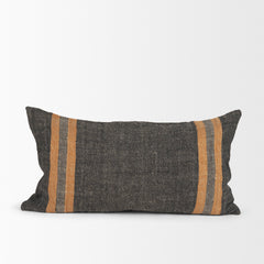 Mercer Black/Orange 14x26 Lumbar Pillow Cover with Down Filler - Ornate Home