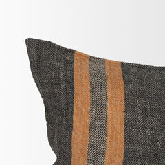 Mercer Black/Orange 14x26 Lumbar Pillow Cover with Down Filler - Ornate Home