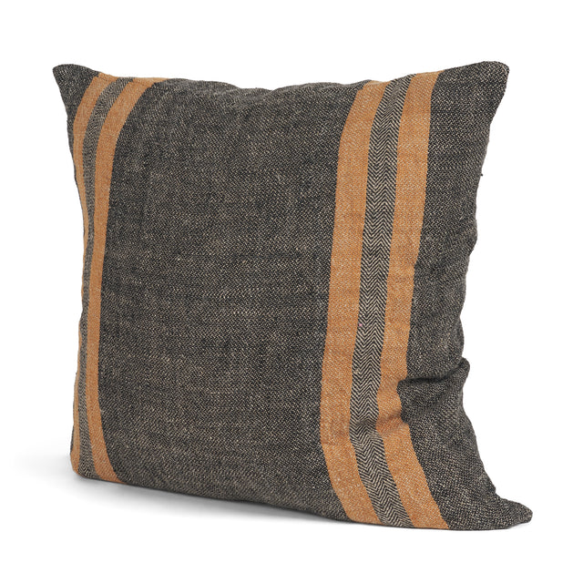 Mercer Black/Orange 20x20 Square Pillow Cover with Down Filler - Ornate Home