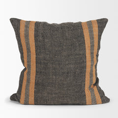 Mercer Black/Orange 20x20 Square Pillow Cover with Down Filler - Ornate Home