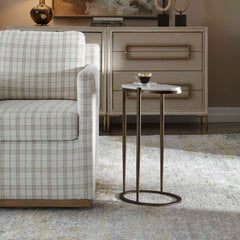Mercier Brass/White Round Marble Accent Table - Ornate Home