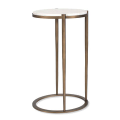 Mercier Brass/White Round Marble Accent Table - Ornate Home