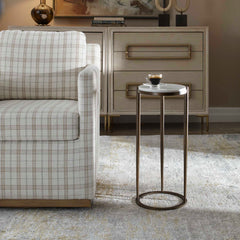 Mercier Brass/White Round Marble Accent Table - Ornate Home