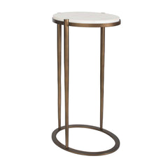 Mercier Brass/White Round Marble Accent Table - Ornate Home