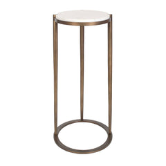 Mercier Brass/White Round Marble Accent Table - Ornate Home