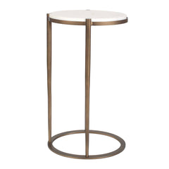 Mercier Brass/White Round Marble Accent Table - Ornate Home