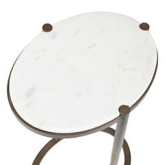 Mercier Brass/White Round Marble Accent Table - Ornate Home