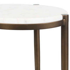Mercier Brass/White Round Marble Accent Table - Ornate Home