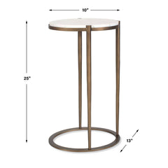 Mercier Brass/White Round Marble Accent Table - Ornate Home