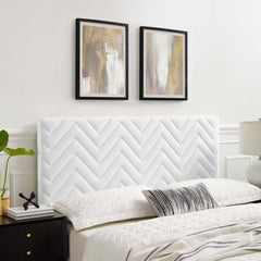 Mercy White Chevron Tufted Performance Velvet Twin Headboard - Ornate Home