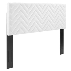 Mercy White Chevron Tufted Performance Velvet Twin Headboard - Ornate Home