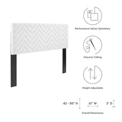 Mercy White Chevron Tufted Performance Velvet Twin Headboard - Ornate Home