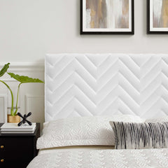 Mercy White Chevron Tufted Performance Velvet Twin Headboard - Ornate Home