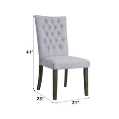 Merel Gray Linen & Gray Oak Side Chair ( Set of 2) - Ornate Home