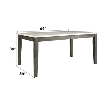 Merel White Marble & Gray Oak Dining Table - Ornate Home