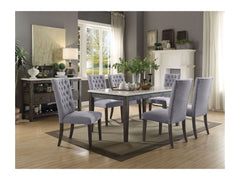 Merel White Marble & Gray Oak Dining Table - Ornate Home