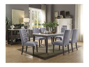 Merel White Marble & Gray Oak Dining Table - Ornate Home