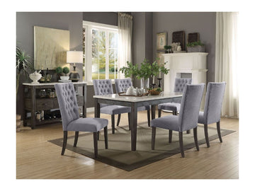 Merel White Marble & Gray Oak Dining Table - Ornate Home