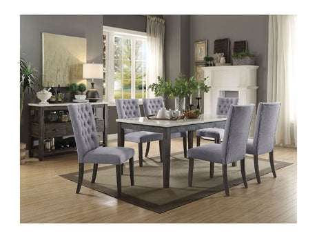 Merel White Marble & Gray Oak Dining Table - Ornate Home