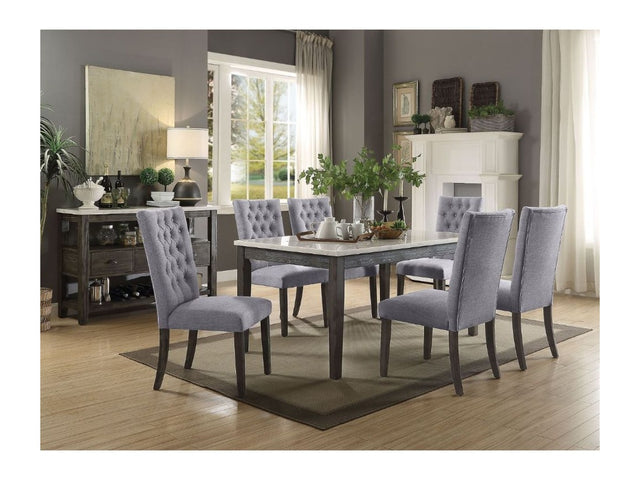 Merel White Marble & Gray Oak Dining Table - Ornate Home