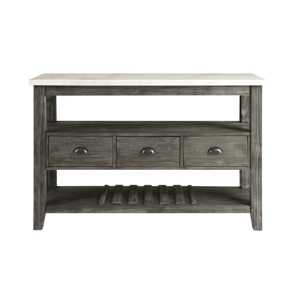 Merel White Marble & Gray Oak Server - Ornate Home
