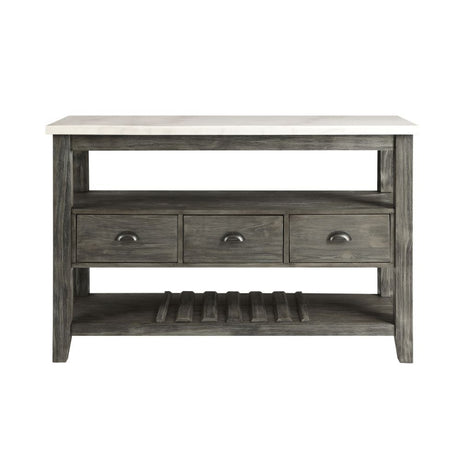Merel White Marble & Gray Oak Server - Ornate Home