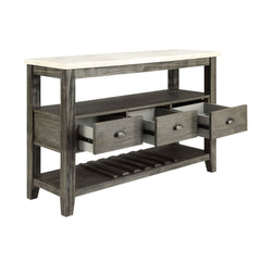 Merel White Marble & Gray Oak Server - Ornate Home