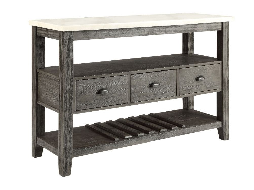 Merel White Marble & Gray Oak Server - Ornate Home