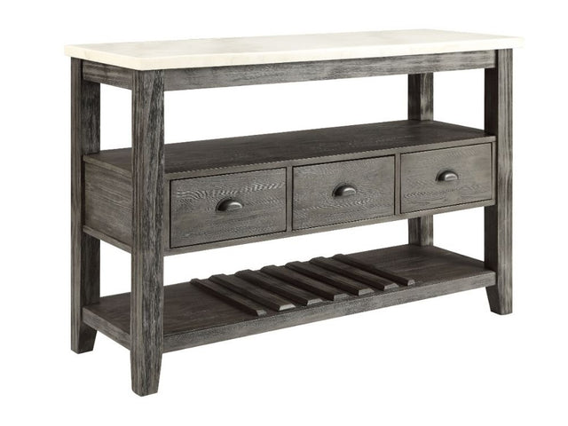 Merel White Marble & Gray Oak Server - Ornate Home