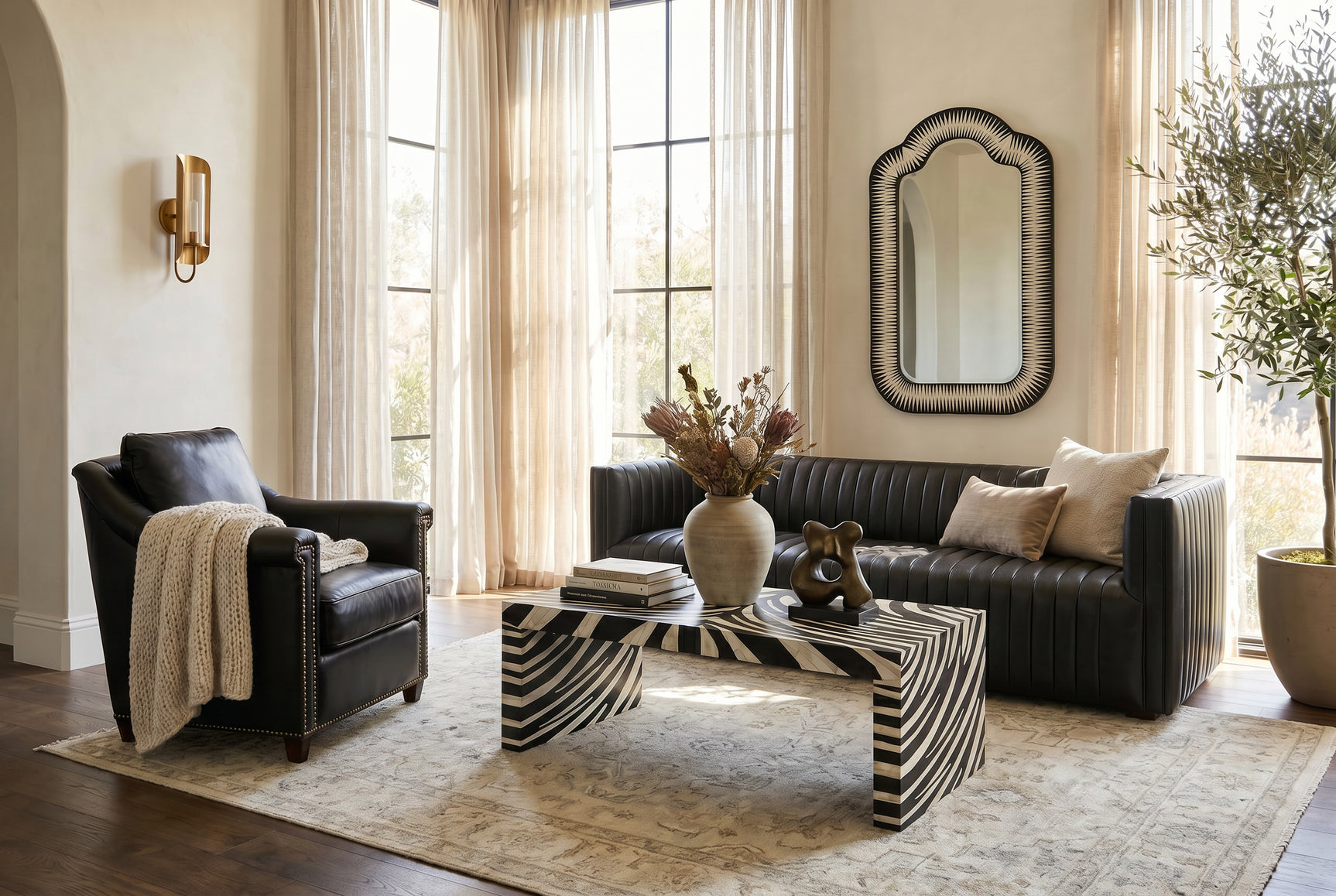 Meridian Brown Bone Inlay Cocktail Table - Ornate Home