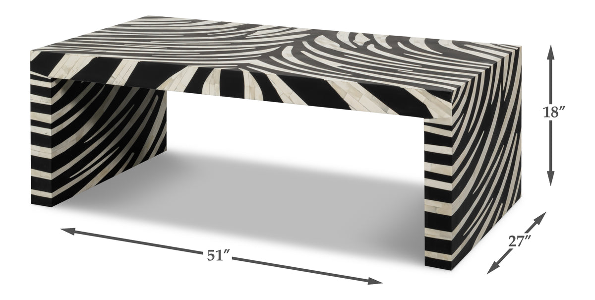 Meridian Brown Bone Inlay Cocktail Table - Ornate Home