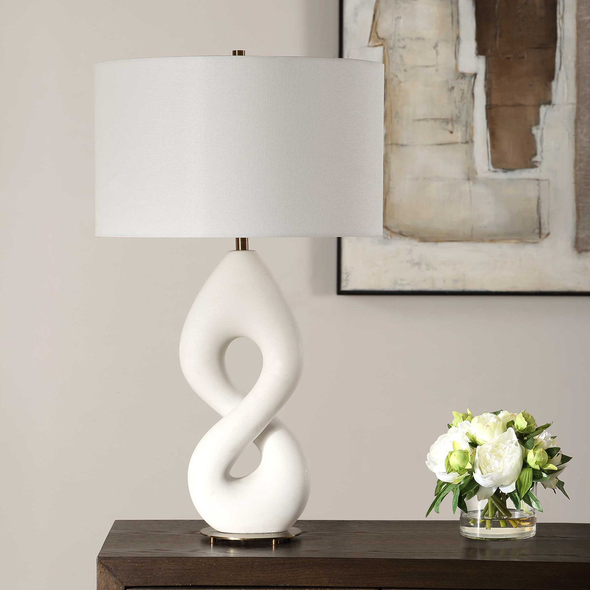 Meridian Ivory Stone Table Lamp - Ornate Home