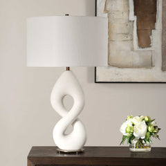 Meridian Ivory Stone Table Lamp - Ornate Home