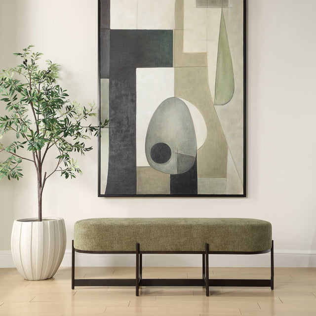 Merino Moss Fabric Bench - Ornate Home
