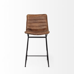 Meritt Brown/Black Leather Seat Metal Frame Stool - Ornate Home