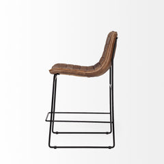 Meritt Brown/Black Leather Seat Metal Frame Stool - Ornate Home