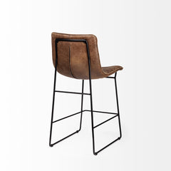 Meritt Brown/Black Leather Seat Metal Frame Stool - Ornate Home